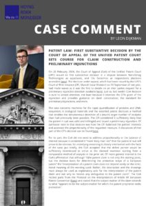 Case Comment – UPCs Court of Appeal issues 1st substantial ruling – Léon Dijkman